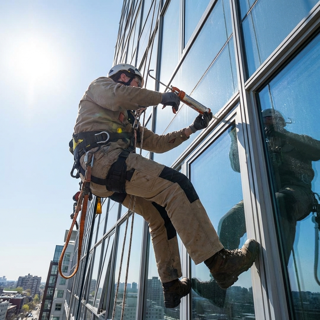 외벽 로프 작업 현장
